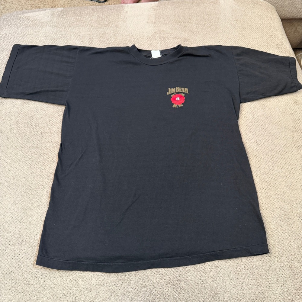Vintage 1990s Jim Beam Black T-Shirt Size XL Bourbon Whiskey Promo Tee
